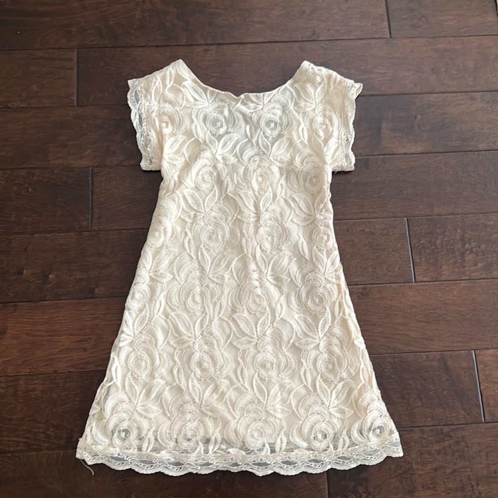 Lace Mini Dress Cream XS